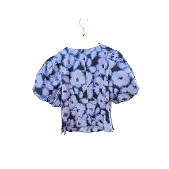 Banana Republic Blue Floral Puff Sleeve Top Size 10 NWOT - Picture 3 of 4